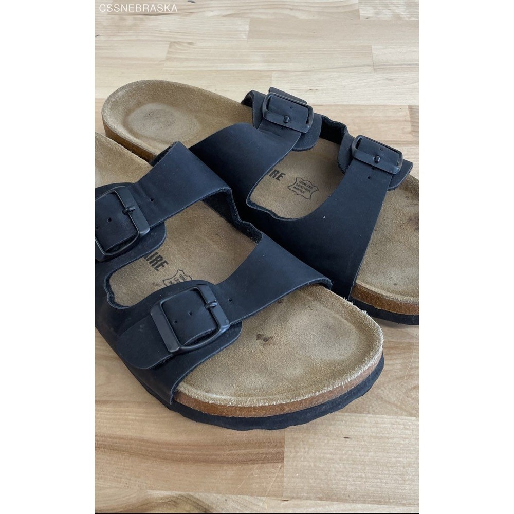 Cushionaire Black Sandals Faux Leather Upper/Cork Sole - Size 11M‎ - Picture 3 of 10